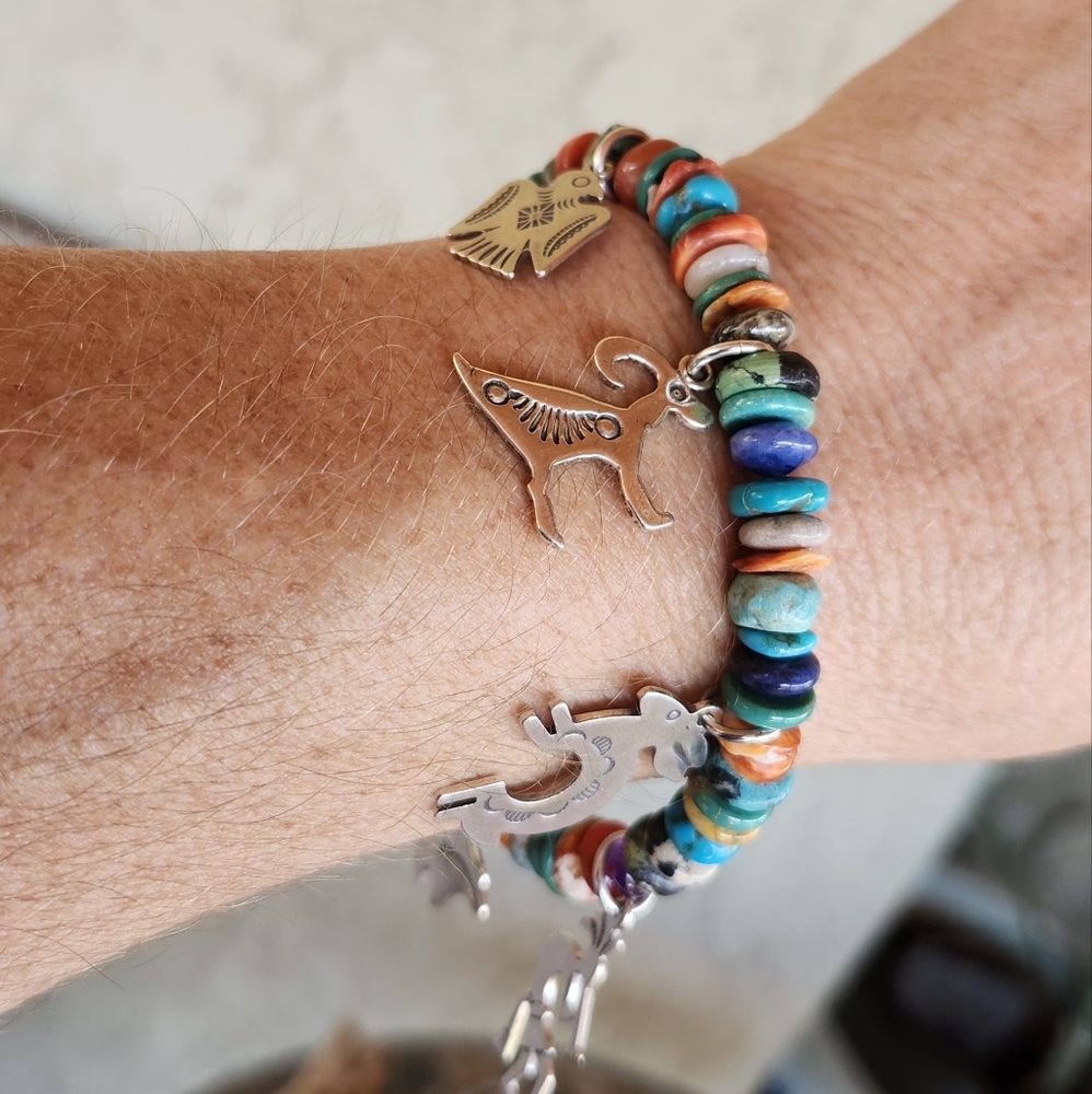 Sterling Silver Multi Gemstone Charm Bracelet - image 4